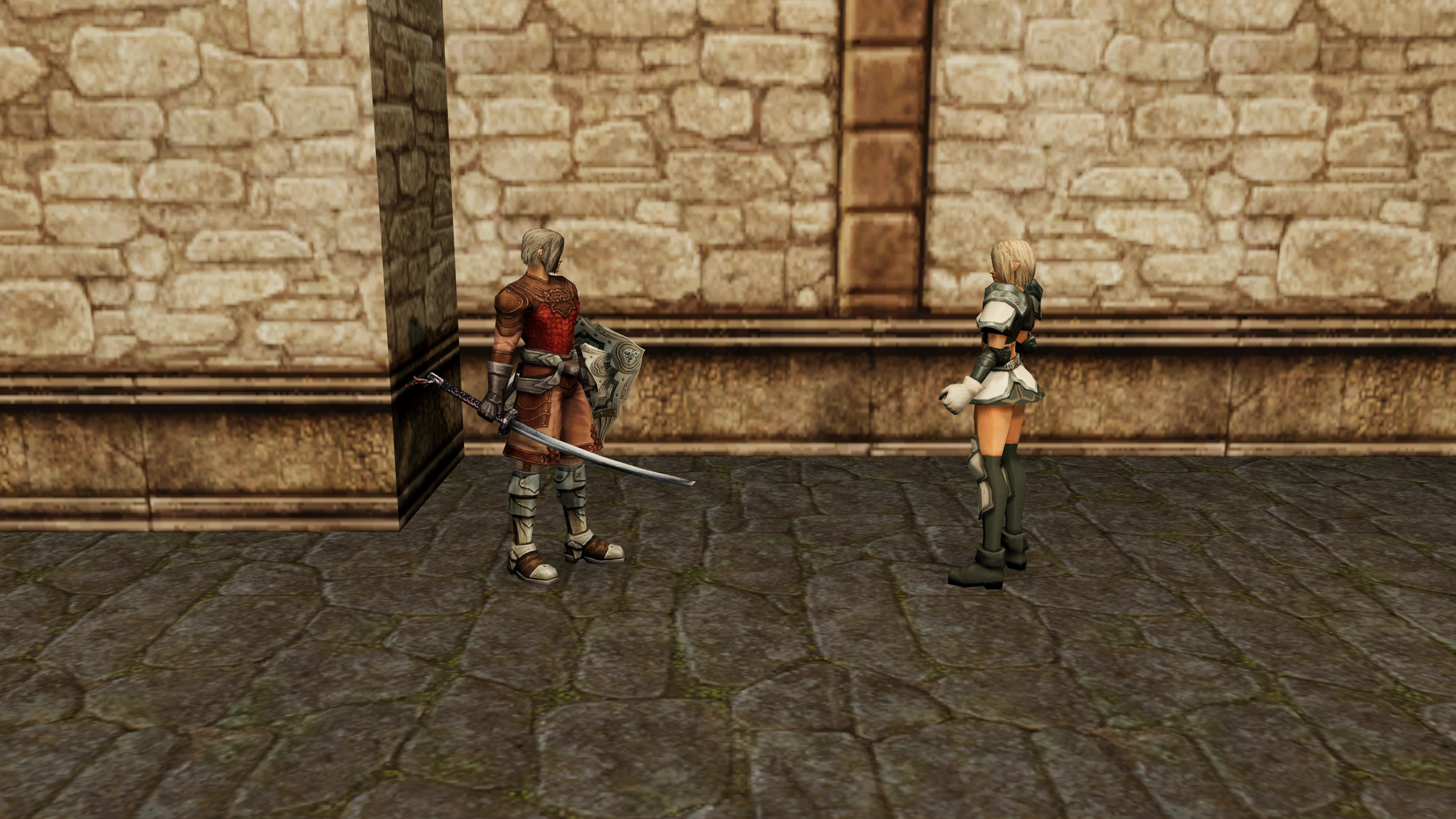 Paladin meeting Gabrielle in the native Chronicle 1 world.