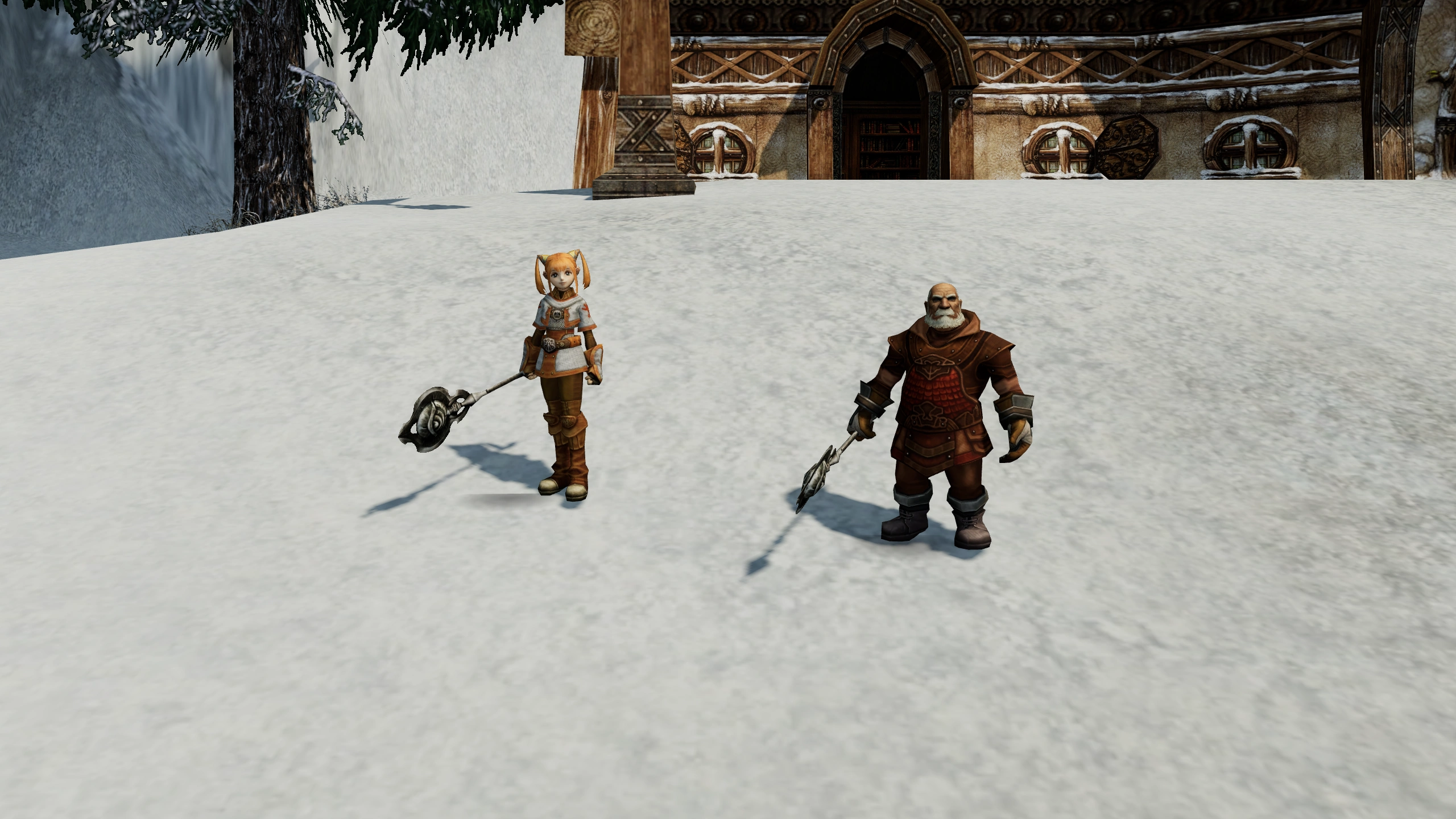 Bounty Hunter, Warsmith together in a scene rendered from native Chronicle 1 world and character assets.