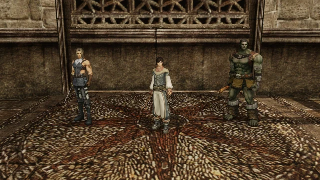 Human Fighter, Human Mystic, Orc Fighter together in a scene rendered from native Chronicle 1 world and character assets.