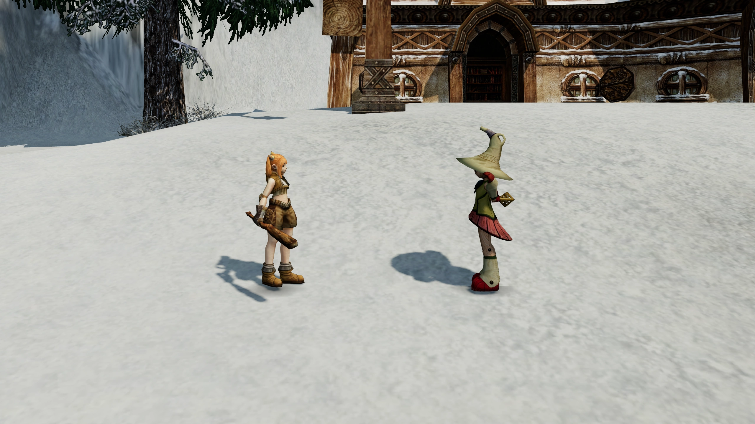 Dwarven fighter meeting Wirphy in the native Chronicle 1 world.