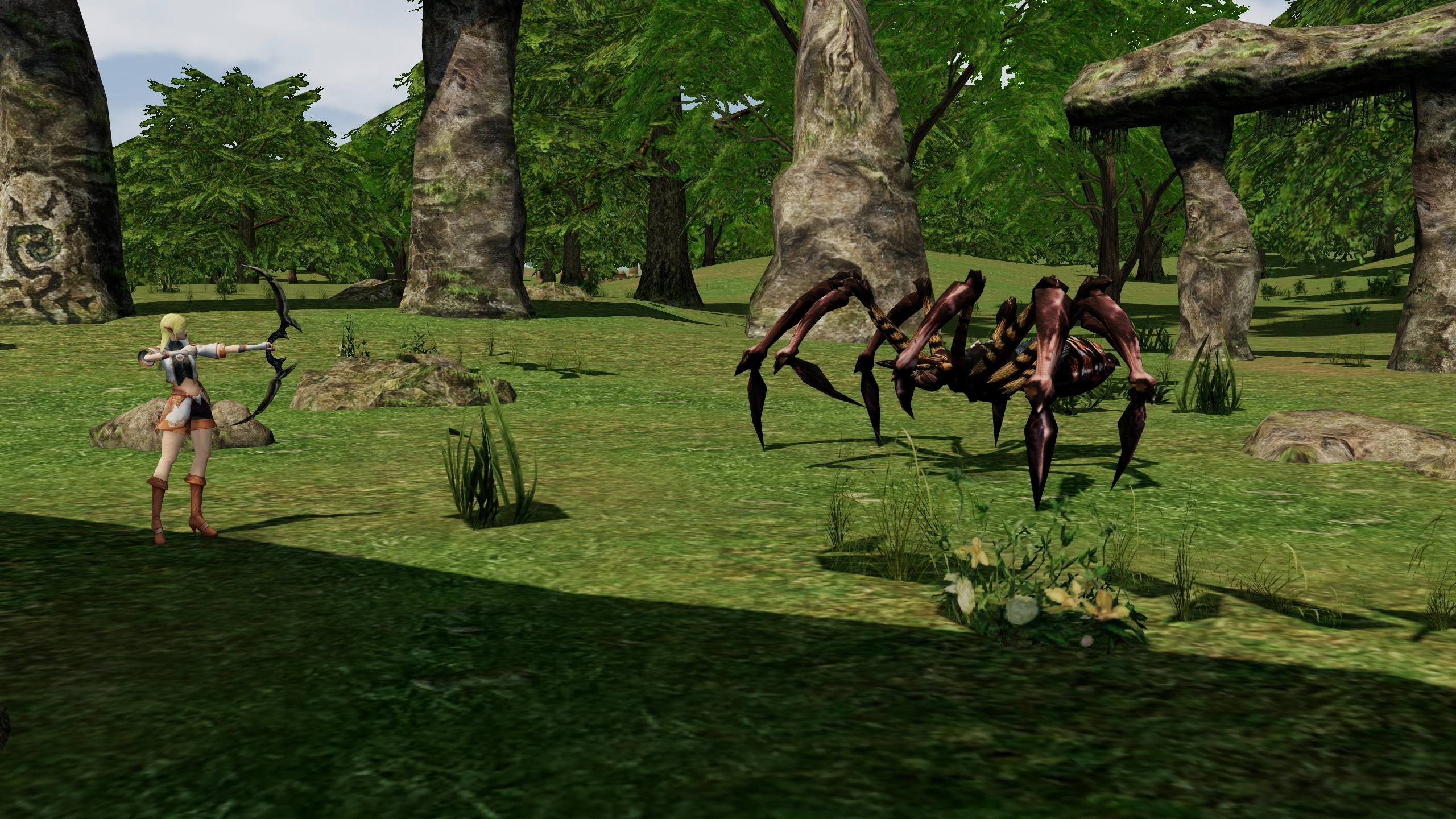 Silver Ranger facing Giant Spider in its Chronicle 1 hunting area.