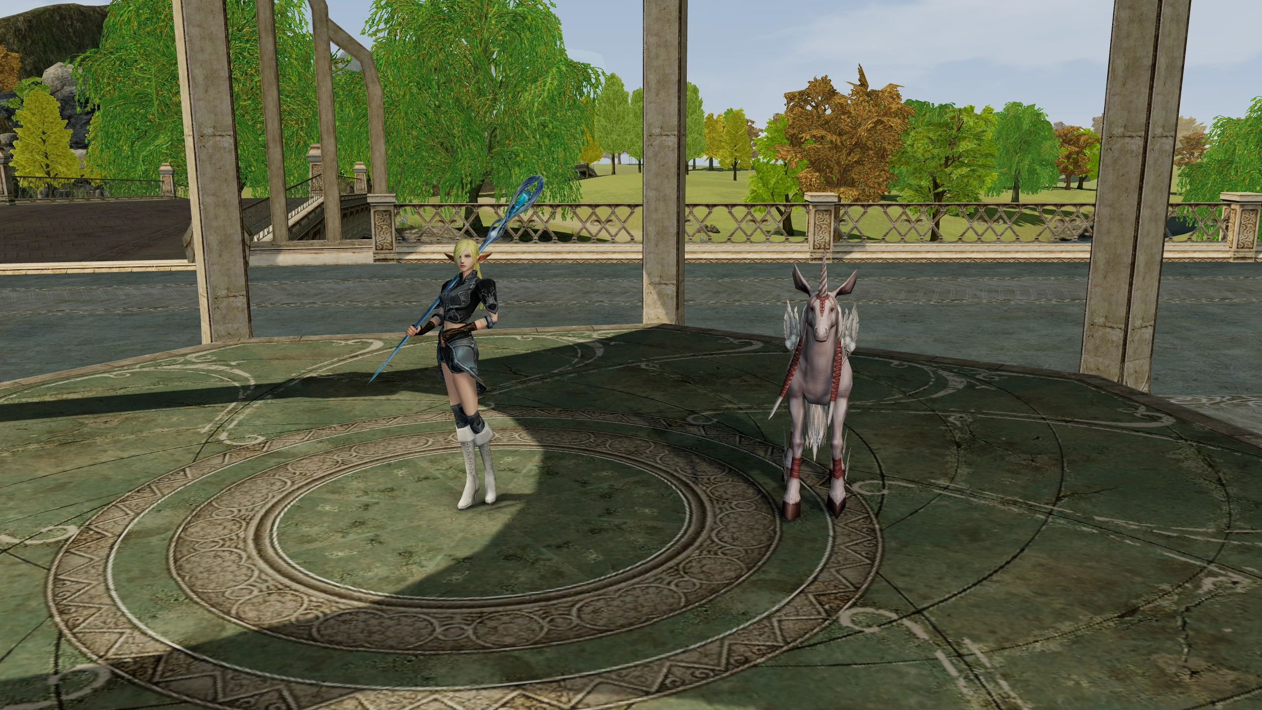 Elemental Summoner accompanied by Unicorn Mirage in the Chronicle 1 world.