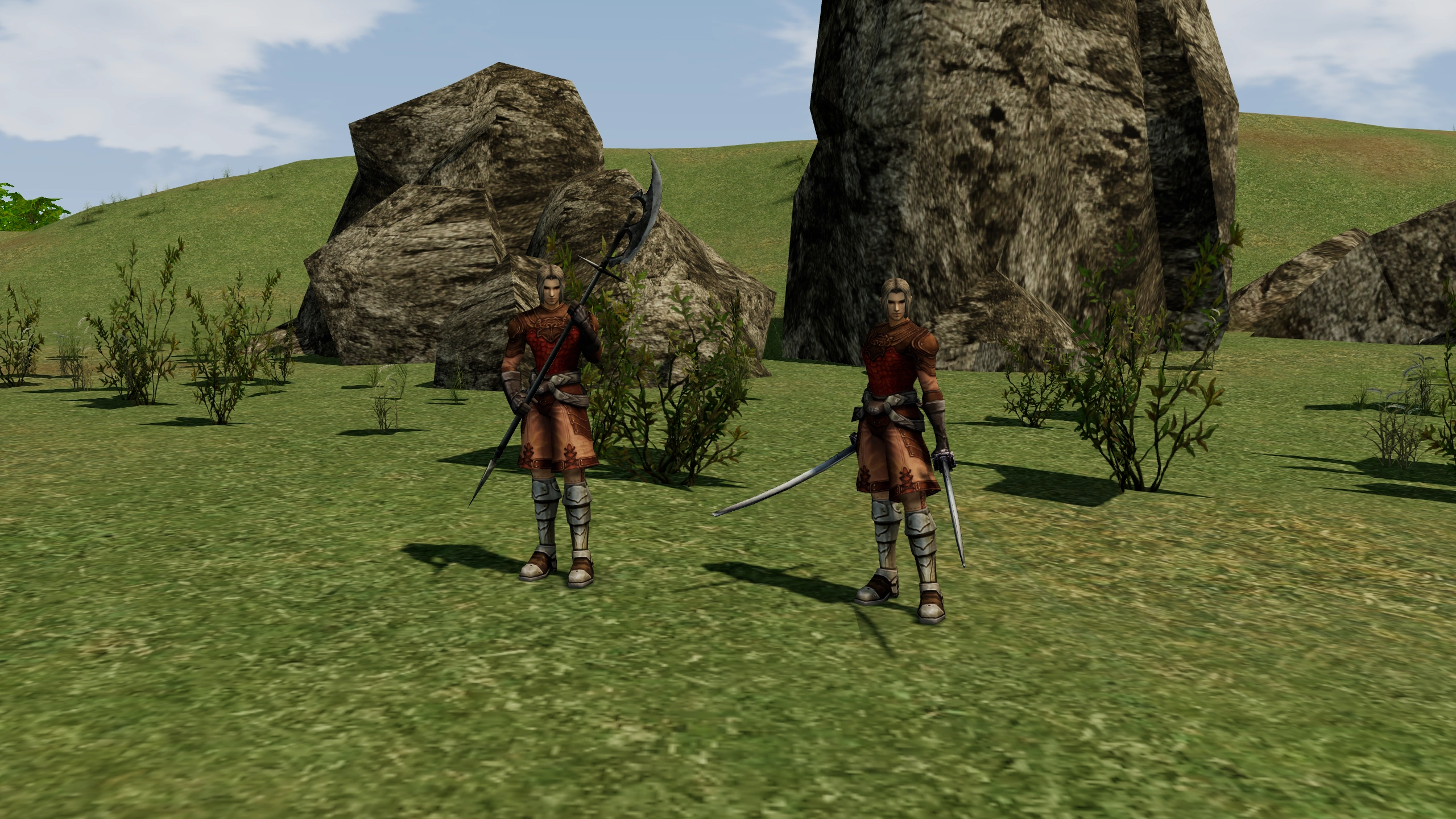 Warlord, Gladiator together in a scene rendered from native Chronicle 1 world and character assets.